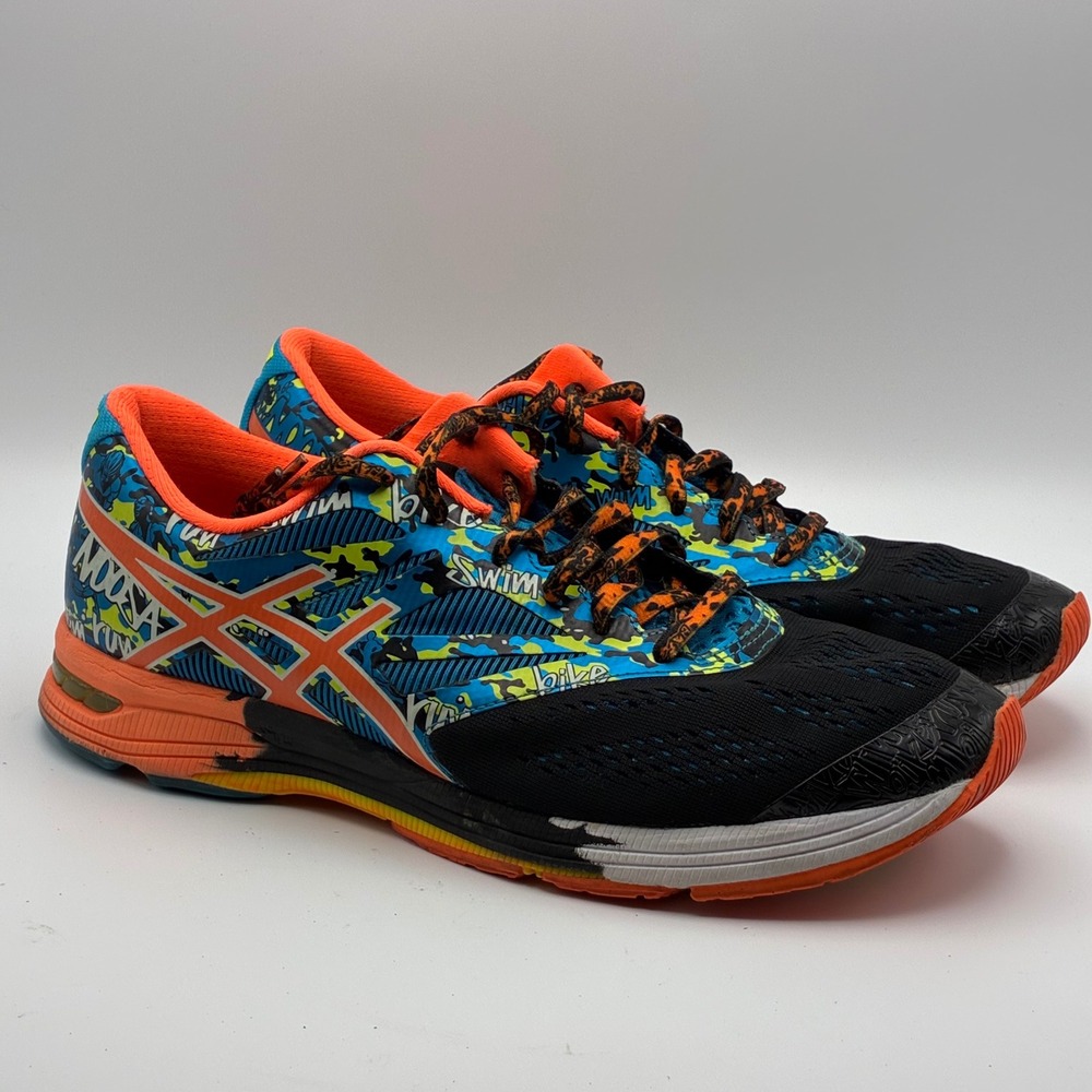 ASICS Gel-Noosa Tri 10 Men 9.5 Black Blue Orange Running Shoes T530N